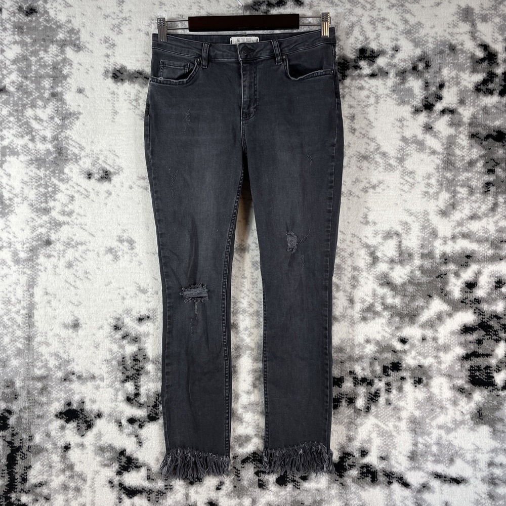 We The Free Jeans Womens Size 28 Black Raw Hem Distressed Skater Grunge